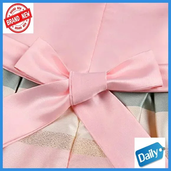 Girls Princess Bow Dress Sleeveless Knee Length Party Formal Occasion - Picture 6 of 7